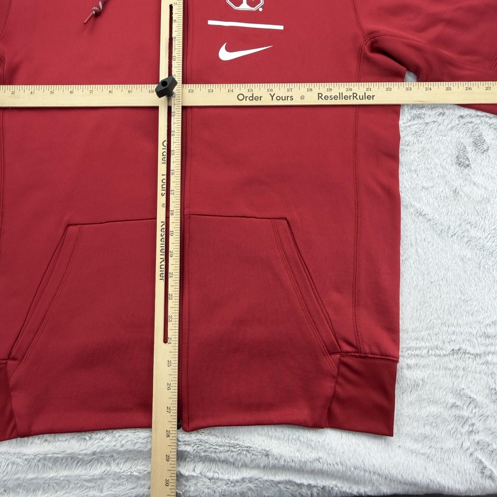 Nike Hoodie Mens M Red Full Zip Hooded Lined Pockets Therma-Fit Stanford College - Picture 7 of 12